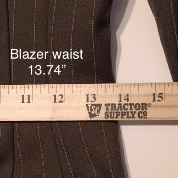 VTG 90 USA Gorpcore Goth Black Pin Stripe Suit Blazer Mini Skirt 3/4 Long Sleeve - Picture 10 of 16